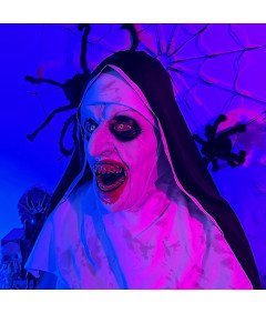 Maska nune za noč čarovnic Lateks s svetlečimi očmi Cospaly