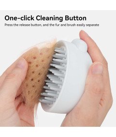 Silikonska krtača za mačke z gumbom za sprostitev Bela