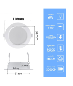 ETUOLMP Vgradni LED reflektorji 4W 350LM Toplo bela 3000K