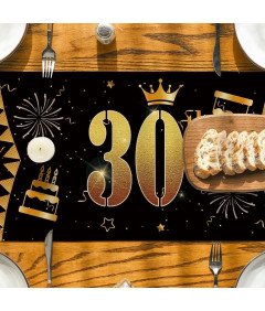 Dekoracja Stołu na Przyjęcie 30 Urodziny  Czarny Złoty 40x140 cm