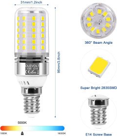 OLEVOLT LED žarnica E14, bela dnevna svetloba, 10 W, 5000 K