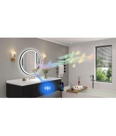 Kopalniško ogledalo z Bluetooth osvetlitvijo izhlapevanja 60 cm okroglo