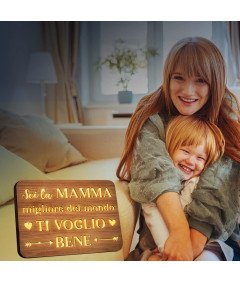 Drewniana Tabliczna z Lampką Podświetleniem LED Prezent dla Mamy 22x16 cm