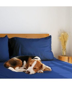 Prześcieradło z gumką 140x200 bawełna dżersej granatowe na wysoki materac 40 cm miękkie jersey oddychające