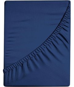 Prześcieradło z gumką 140x200 bawełna dżersej granatowe na wysoki materac 40 cm miękkie jersey oddychające