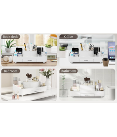 KOSEYA Organizer do Makijażu Kremowy Biały Obrotowy 360 stopni