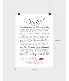 Druck-Geschenk Plakat za najboljšega prijatelja, 21 x 29,7 cm