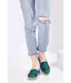 TALAMANTRA Damskie Espadryle Niebiesko-zielone w Kratkę Rozmiar 36