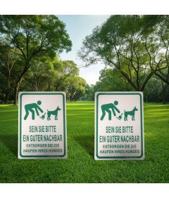 Opozorilni znak 25x35 cm v nemščini 2 kosa Aluminij