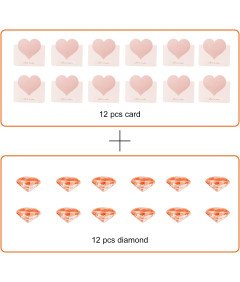 Stojak Uchwyt na Wizytówki Weselne Kartki Różowe Diamenty Zestaw 12 Sztuk