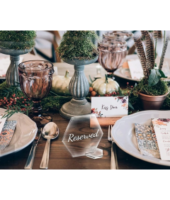 Tabliczki Akrylowe Dekoracja na Stół Weselny 25 Sztuk + Złoty Marker