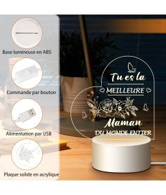 3D LED nočna luč kot darilo za rojstni dan in materinski dan za mamo