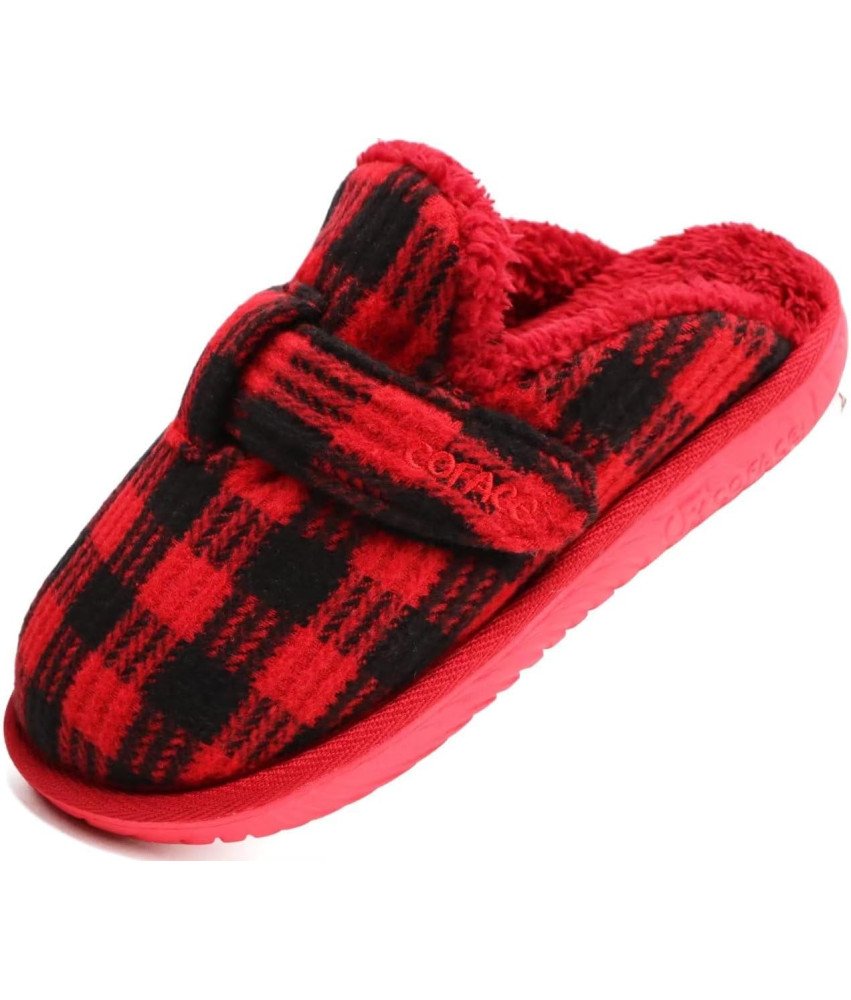 Puszyste Kapcie COFACE z Pianki Memory - Czerwono-Czarne, Rozmiar 36