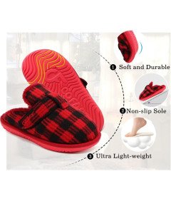 Puszyste Kapcie COFACE z Pianki Memory - Czerwono-Czarne, Rozmiar 36