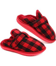 Puszyste Kapcie COFACE z Pianki Memory - Czerwono-Czarne, Rozmiar 36