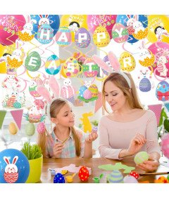 Balony Lateksowe Girlanda Papierowa Baner 3m Dekoracja na Wielkanoc 39szt