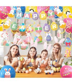 Balony Lateksowe Girlanda Papierowa Baner 3m Dekoracja na Wielkanoc 39szt