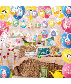 Balony Lateksowe Girlanda Papierowa Baner 3m Dekoracja na Wielkanoc 39szt