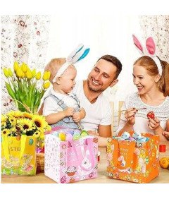 Torebki Wielkanocne Prezentowe do Zbierania Jajek z Uchwytami 12 Sztuk