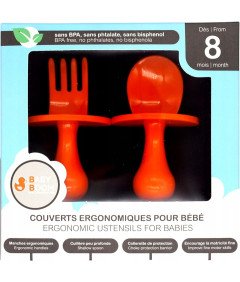 Otroški jedilni pribor žlica vilice plastična ergonomska oranžna