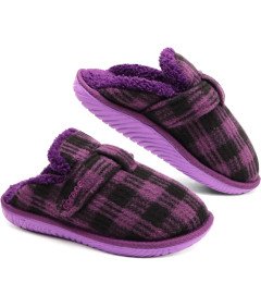 Puszyste Kapcie COFACE z Pianki Memory - Fioletowo-Czarne, Rozmiar 35