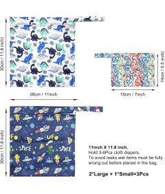 Torby na Pieluchy z Zamkiem Zestaw 3 Sztuki 28x30 cm x2 i 14x18 cm