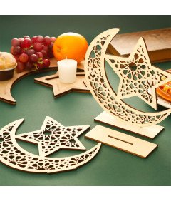 Lesena dekoracija za muslimanski praznik Ramadan Eid Mubarak 2pcs