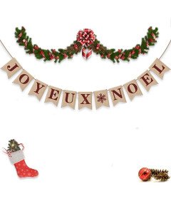 Baner Wesołych Świąt Vintage Styl Dekoracja Świąteczna po Francusku 2M