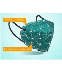 Maseczka Ochronna FFP2 5-warstwowa 3D Zielona z Regulowanym Klipsem CE