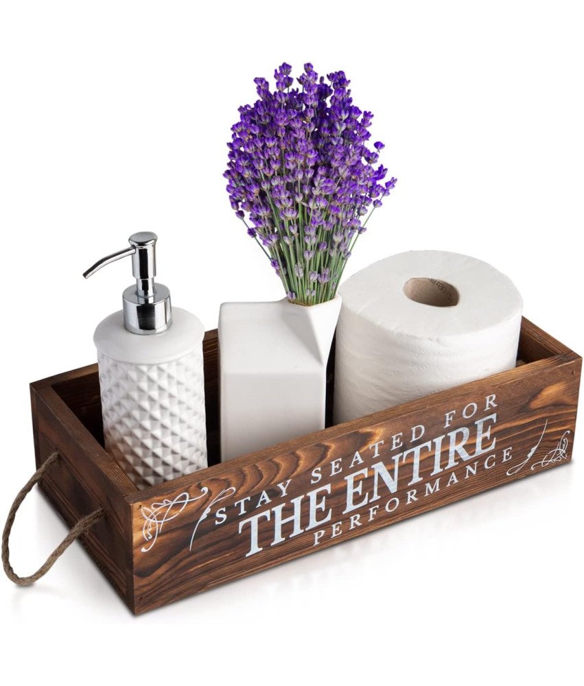 Taca Łazienkowa w Rustykalnym Brązie Drewniana z Dwustronnymi Powiedzeniami
