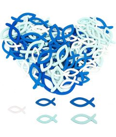 Dekoracja na Chrzest Komunię Bierzmowanie Ryba Niebieska Biała 126 Sztuk