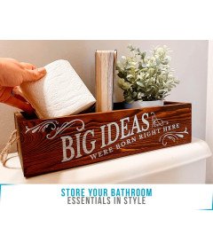Taca Łazienkowa w Rustykalnym Brązie Drewniana z Dwustronnymi Powiedzeniami