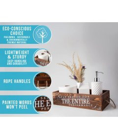 Taca Łazienkowa w Rustykalnym Brązie Drewniana z Dwustronnymi Powiedzeniami