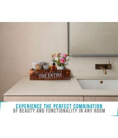 Taca Łazienkowa w Rustykalnym Brązie Drewniana z Dwustronnymi Powiedzeniami