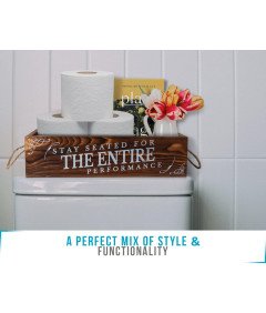 Taca Łazienkowa w Rustykalnym Brązie Drewniana z Dwustronnymi Powiedzeniami