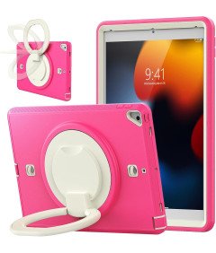 Ohišje za iPad 9/8 10,2" s stojalom in naramnico roza
