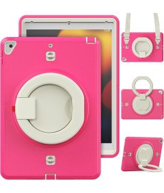 Ohišje za iPad 9/8 10,2" s stojalom in naramnico roza