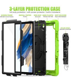 Ohišje za Samsung Galaxy Tab A 8.0" Stojalo in trak za ramo zeleno