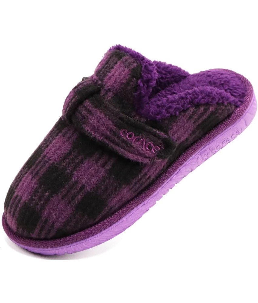 Puszyste Kapcie COFACE z Pianki Memory - Fioletowo-Czarne, Rozmiar 36