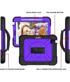 Ohišje za iPad Air 5/Air 4/Pro 11" Stojalo in trak za ramo vijolično