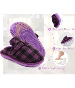 Puszyste Kapcie COFACE z Pianki Memory - Fioletowo-Czarne, Rozmiar 36