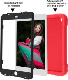 Ohišje za iPad Mini 5/4 7,9" oklepljeno z vrtljivim stojalom rdeče barve