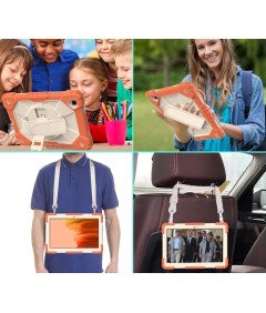 Ohišje za iPad 9/8 10,2" s stojalom in ramenskim pasom oranžno