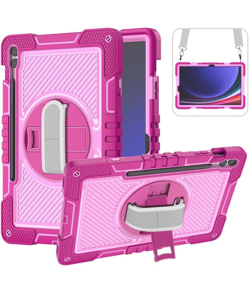 Ohišje za Samsung Tab S7/S8 11" s stojalom in naramnico roza