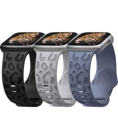 Zestaw 3 Bransoletek Silikonowych w Panterkę dla Apple Watch  42 mm