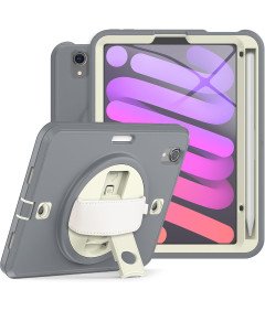 Ohišje za iPad Mini 6 8,3" s stojalom in naramnico v sivi barvi