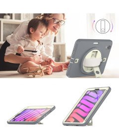 Ohišje za iPad Mini 6 8,3" s stojalom in naramnico v sivi barvi