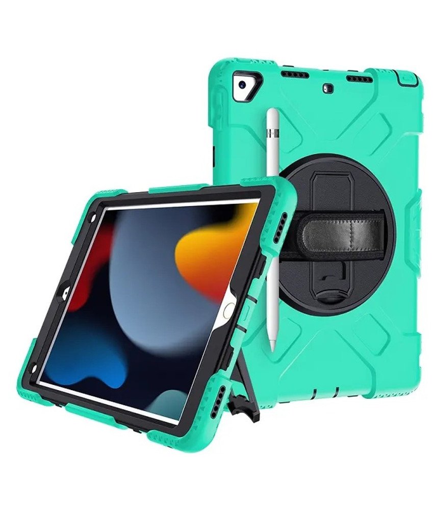 Etui do iPad 9/8/7 10.2" Pancerne z Obrotową Podstawką Miętowe