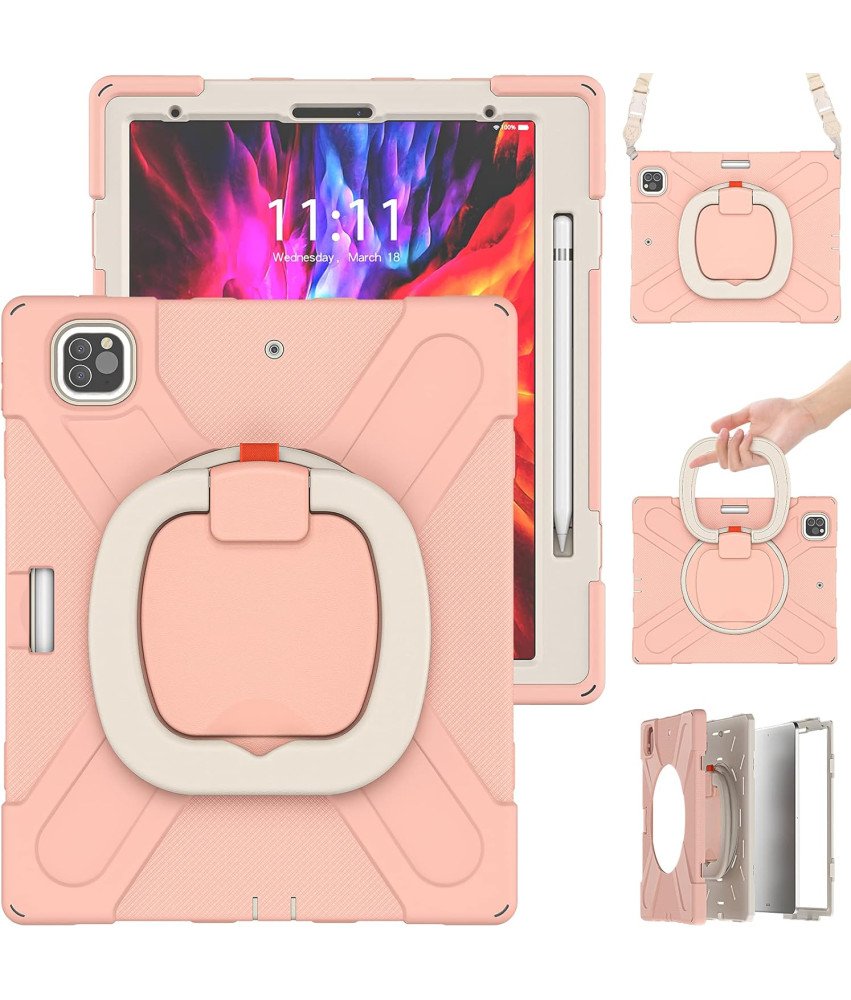 Etui do iPad Pro 12.9" z Podstawką i Paskiem na Ramię Różowe