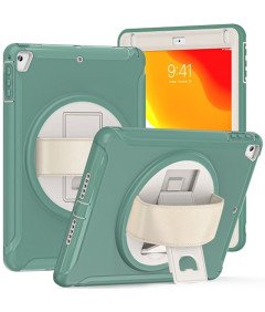 Ohišje za iPad Air 2/Air 1/Pro 9,7" z vrtljivim stojalom, zeleno